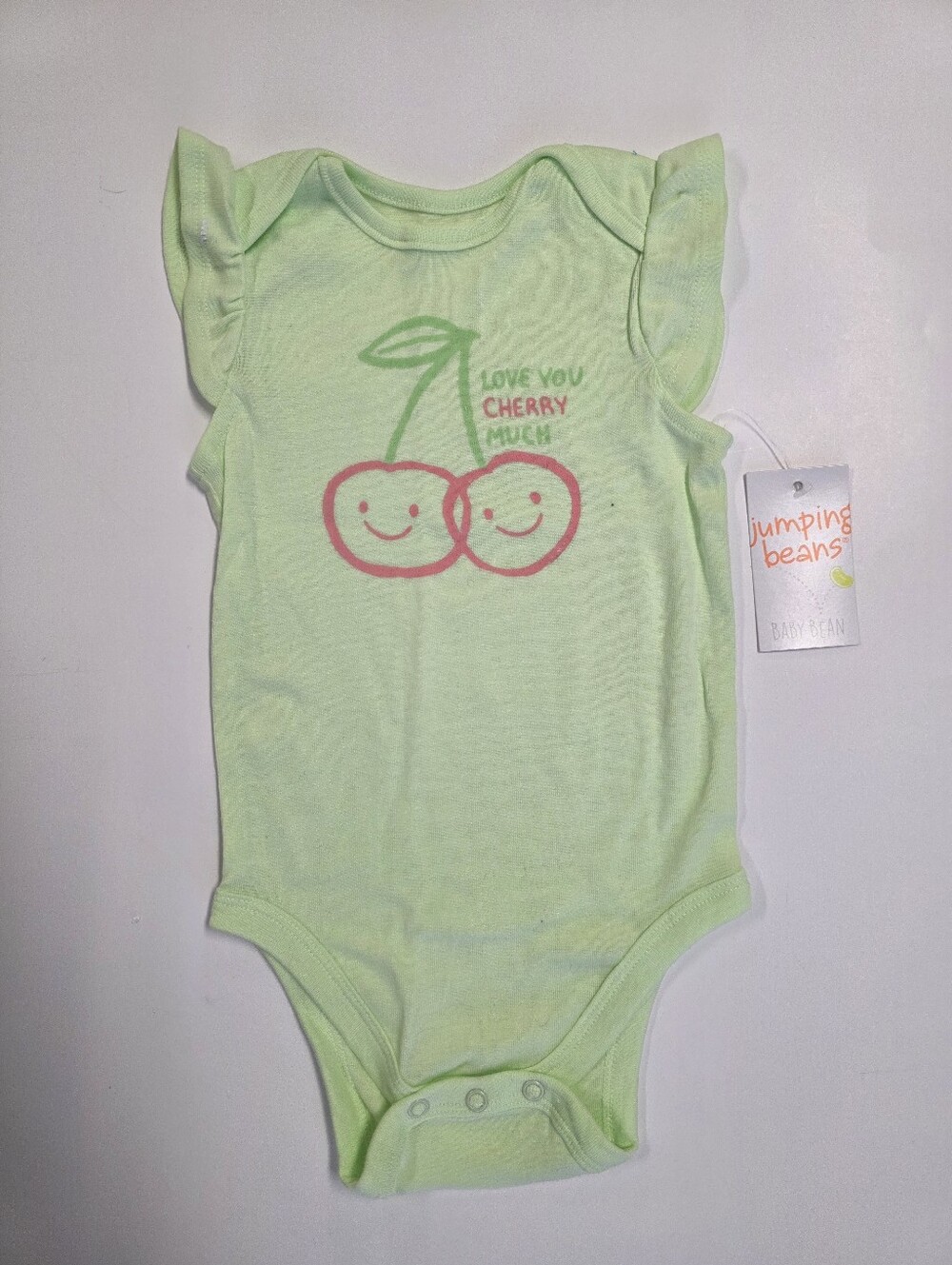 jumping beans Mint Green Cherry Print One-Piece Bodysuit